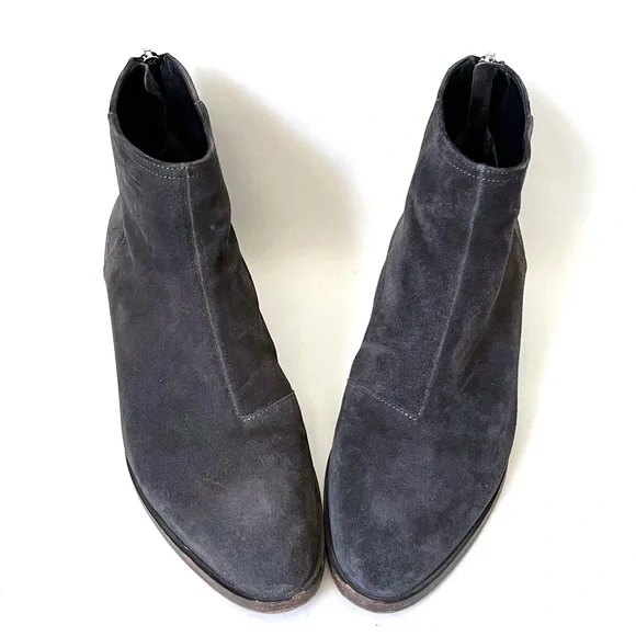 rag & bone WESLEY Suede Leather Gray Brown Ankle Boots Booties Stacked H… - Picture 2 of 14